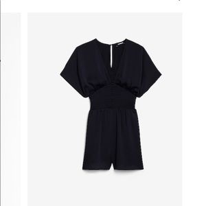 Navy Blue Smocked Romper
